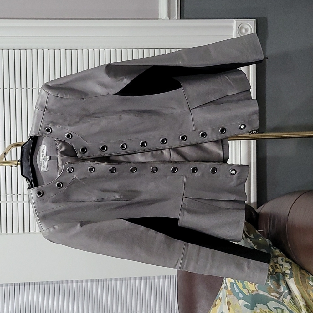 Pamela Mccoy leather/spandex jacket